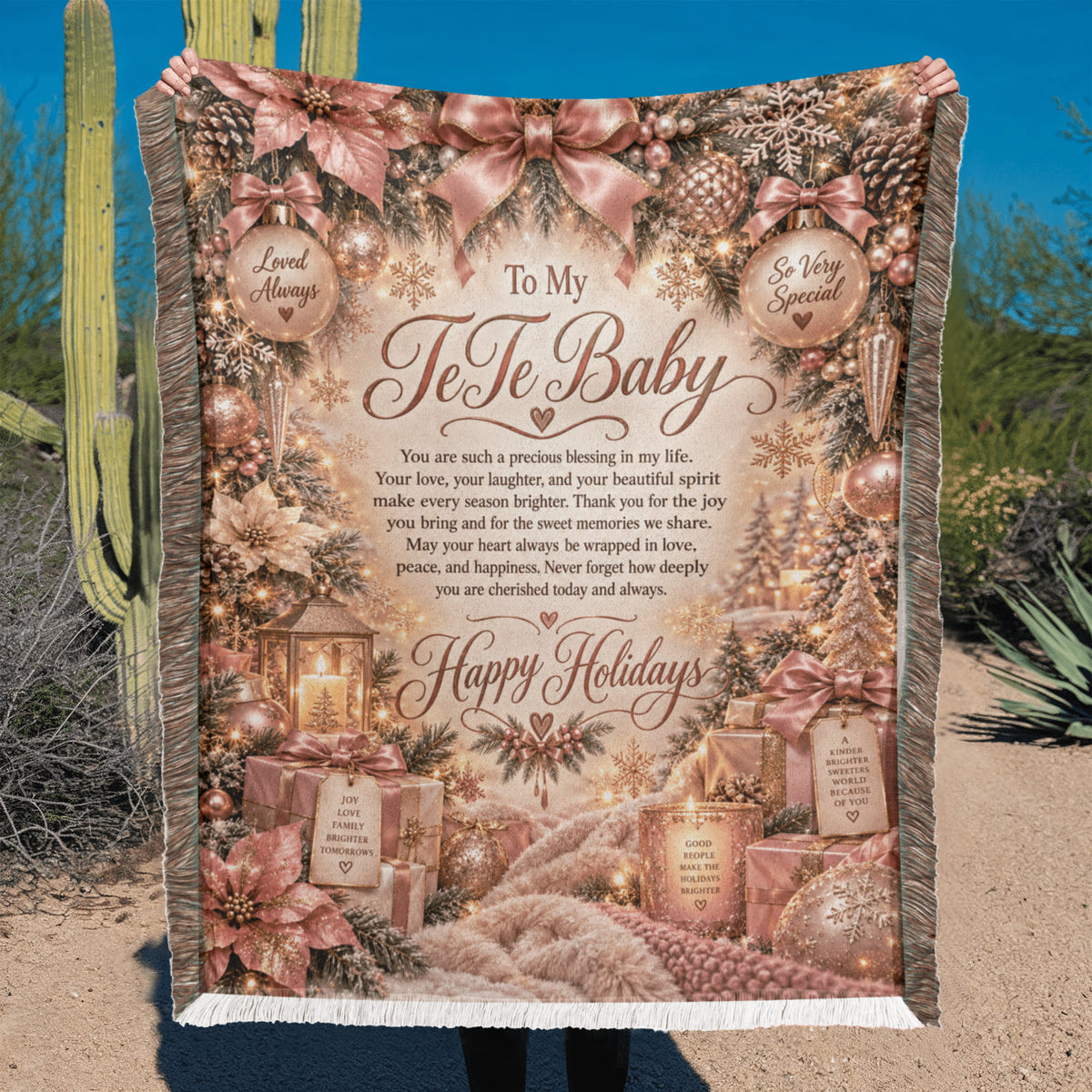 Te Te Baby Happy Holidays Printed Woven Blanket – Heartfelt Christmas Keepsake Gift