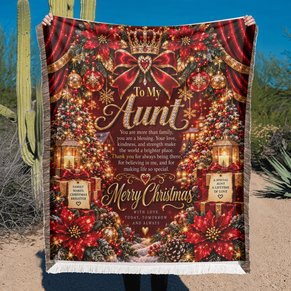 Aunt Merry Christmas Woven Blanket – Sentimental Christmas Keepsake Gift for Aunt
