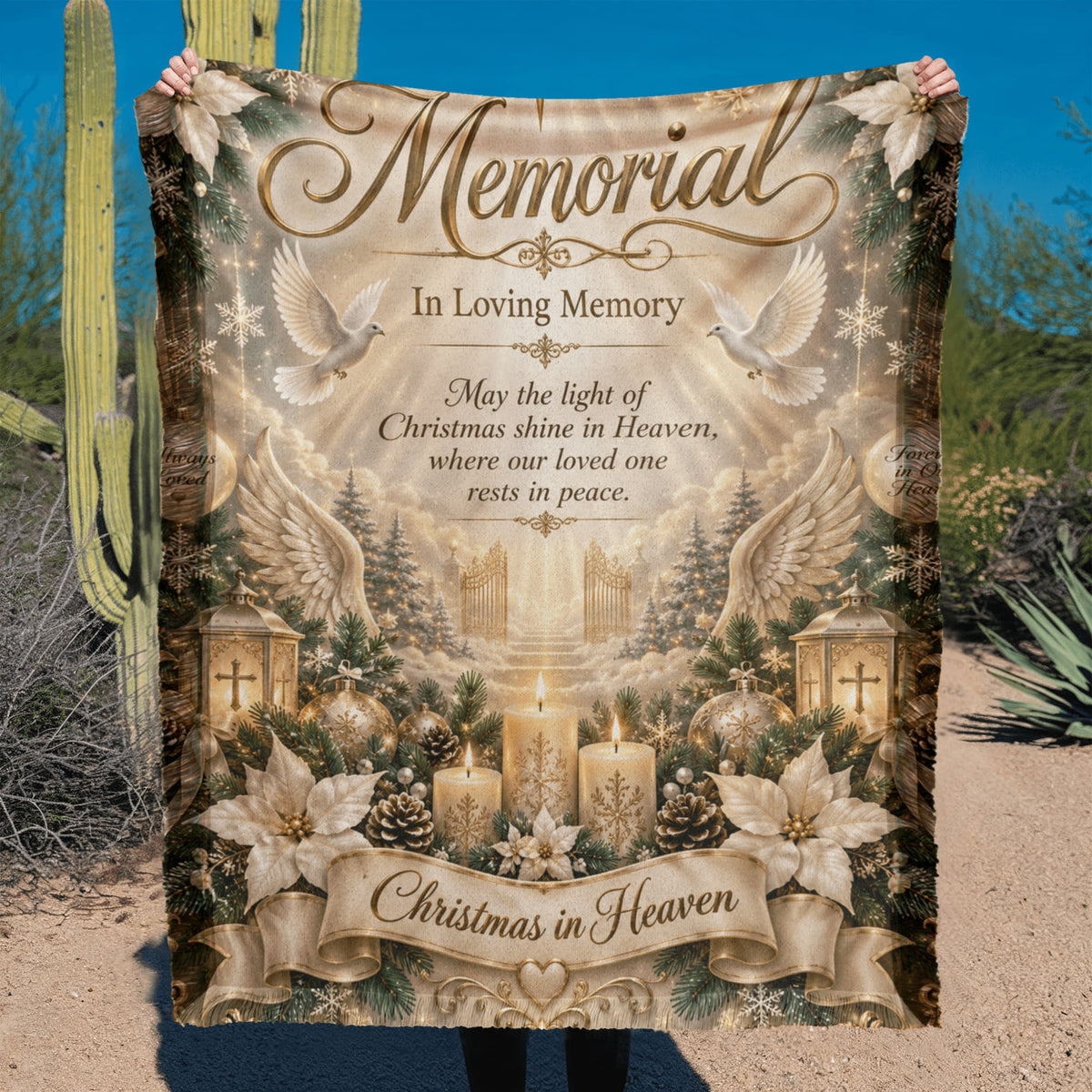 Christmas in Heaven Memorial Woven Blanket – In Loving Memory Sympathy Gift, Remembrance Christmas Keepsake