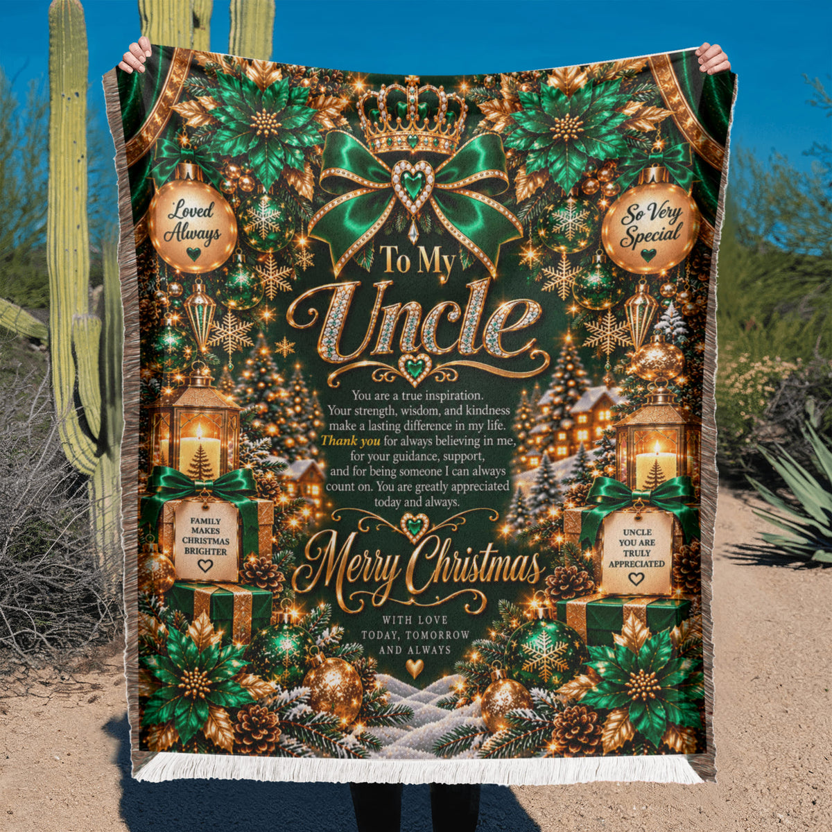 To My Uncle Christmas Woven Blanket – Heartfelt Holiday Keepsake Gift for Uncle