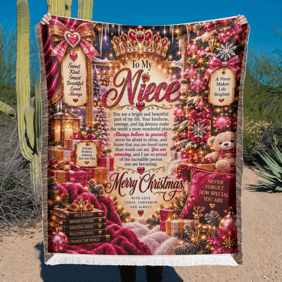 Niece Christmas Woven Blanket – Heartfelt Holiday Keepsake Gift for Niece