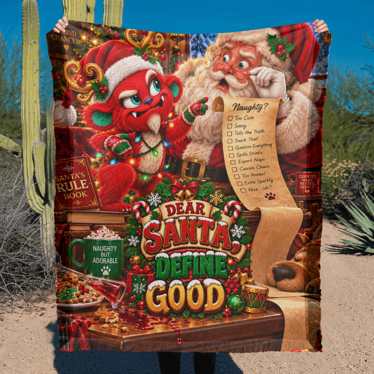 Dear Santa, Define Good Funny Christmas Woven Throw Blanket – Naughty List Holiday Gift