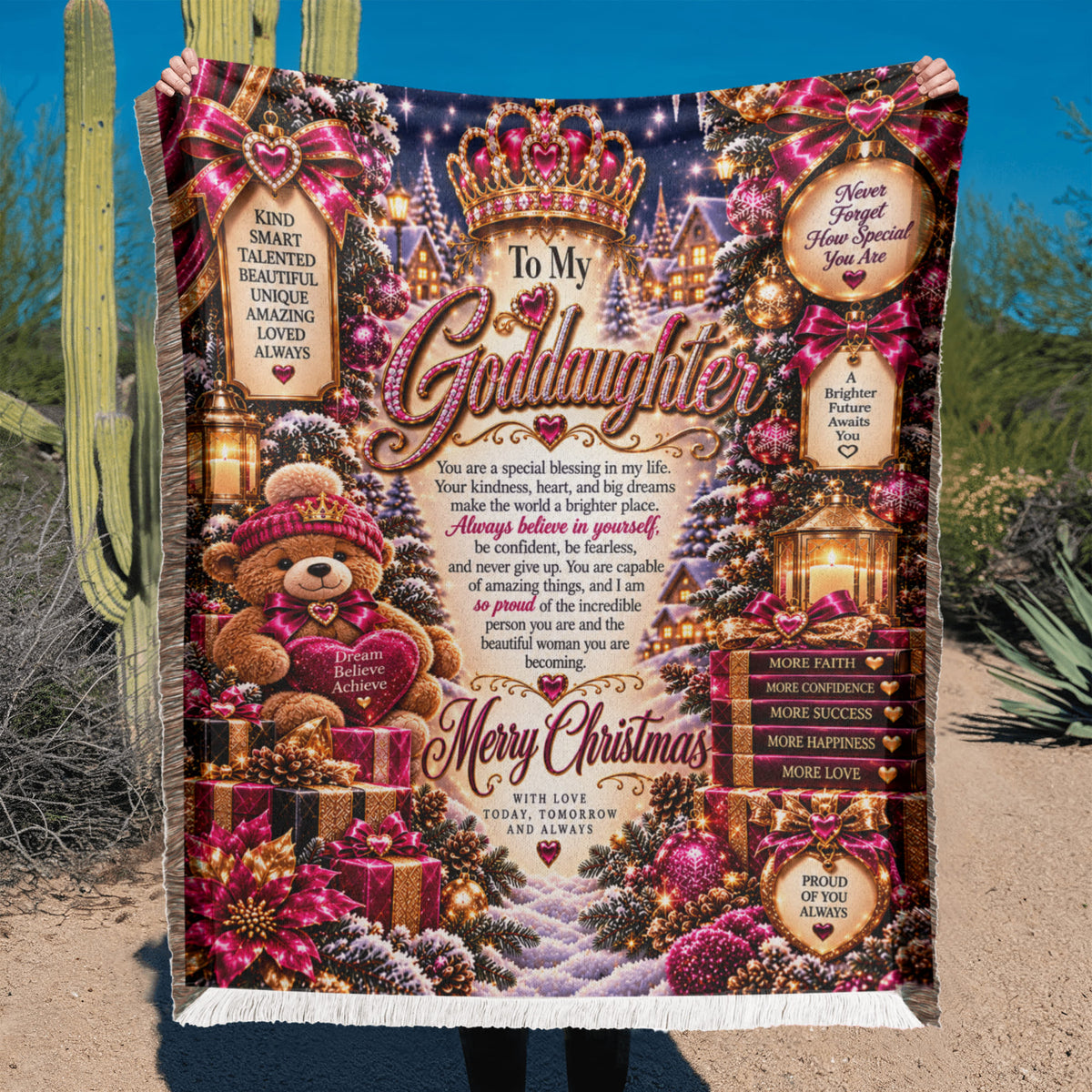 To My Goddaughter Christmas Woven Blanket – Heartfelt Holiday Keepsake Gift for Goddaughter