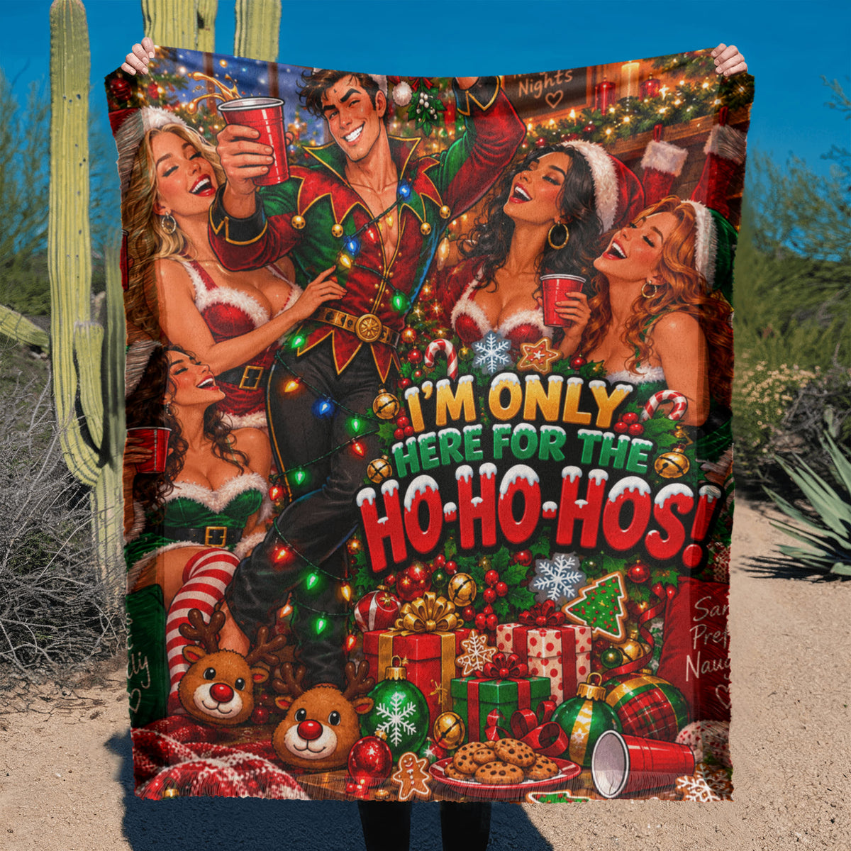 I'm Only Here for the Ho Ho Hos Funny Christmas Woven Throw Blanket – Adult Holiday Party Gift
