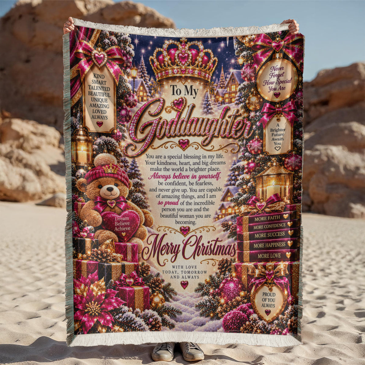 To My Goddaughter Christmas Woven Blanket – Heartfelt Holiday Keepsake Gift for Goddaughter
