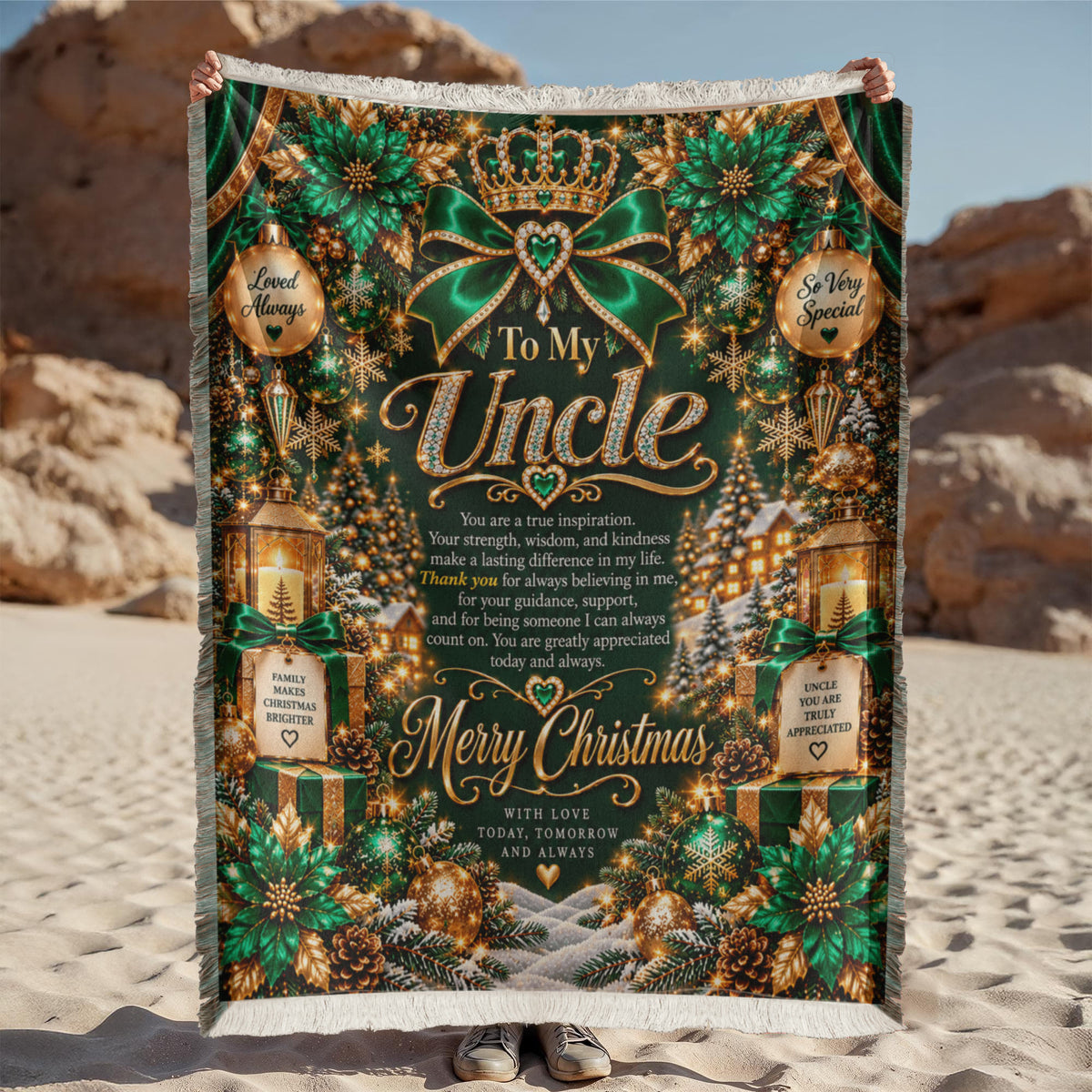 To My Uncle Christmas Woven Blanket – Heartfelt Holiday Keepsake Gift for Uncle