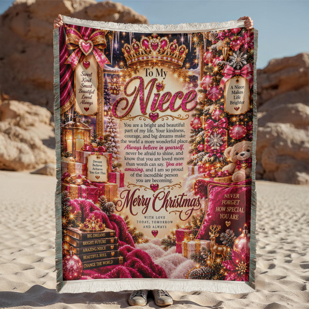 Niece Christmas Woven Blanket – Heartfelt Holiday Keepsake Gift for Niece