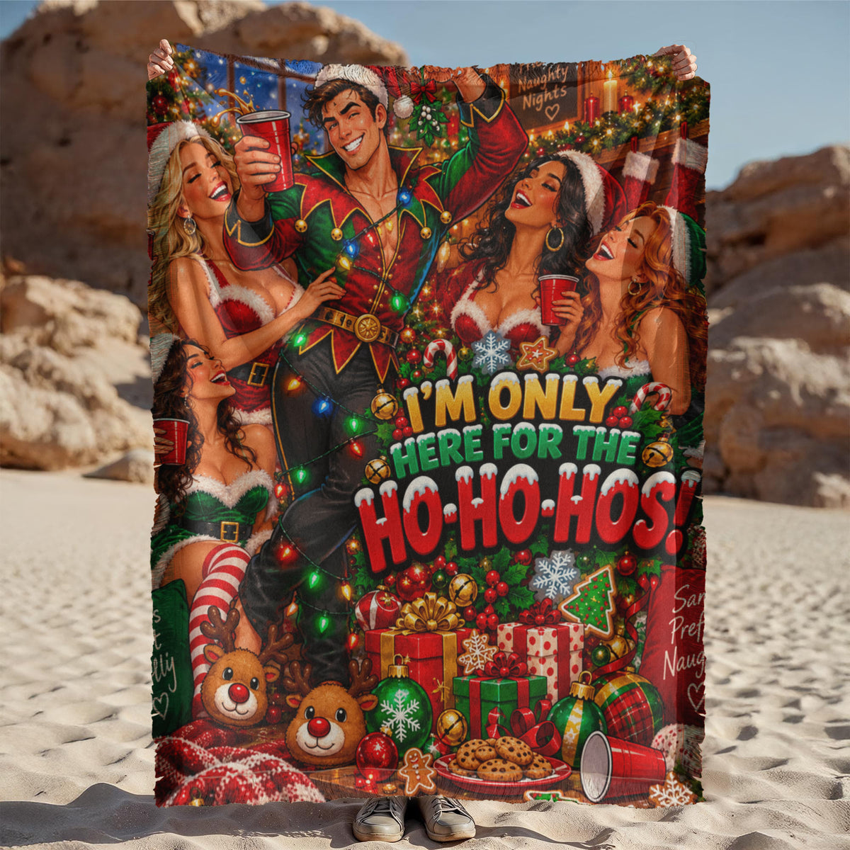 I'm Only Here for the Ho Ho Hos Funny Christmas Woven Throw Blanket – Adult Holiday Party Gift