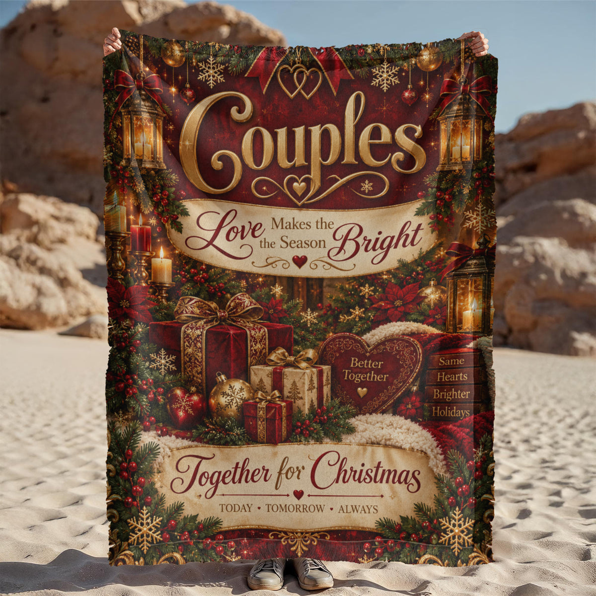 Couples Christmas Woven Blanket – Together for Christmas Romantic Holiday Gift for Husband Wife Boyfriend Girlfriend