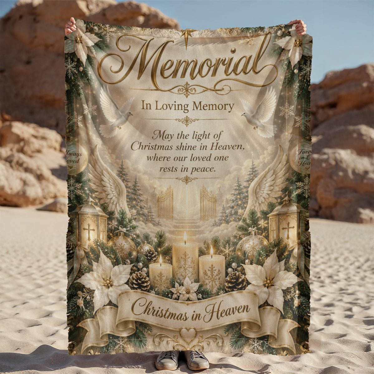 Christmas in Heaven Memorial Woven Blanket – In Loving Memory Sympathy Gift, Remembrance Christmas Keepsake