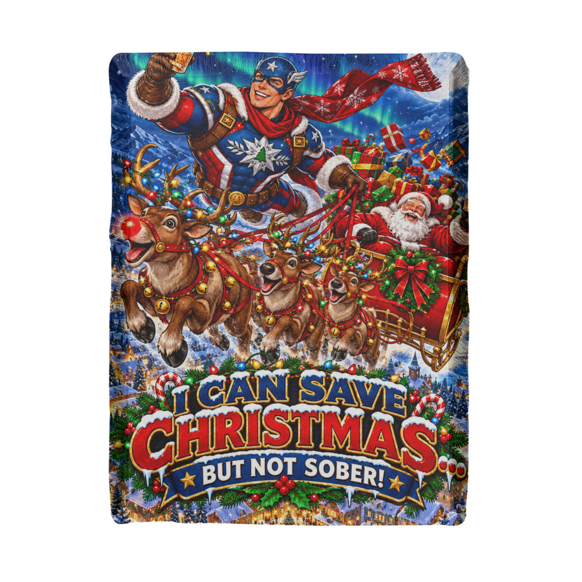 I Can Save Christmas, But Not Sober Funny Christmas Woven Throw Blanket – Adult Holiday Gift