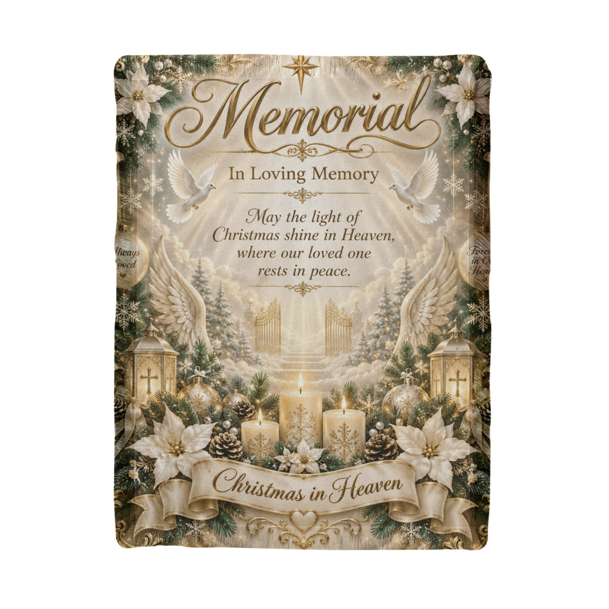 Christmas in Heaven Memorial Woven Blanket – In Loving Memory Sympathy Gift, Remembrance Christmas Keepsake