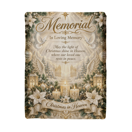 Christmas in Heaven Memorial Woven Blanket – In Loving Memory Sympathy Gift, Remembrance Christmas Keepsake