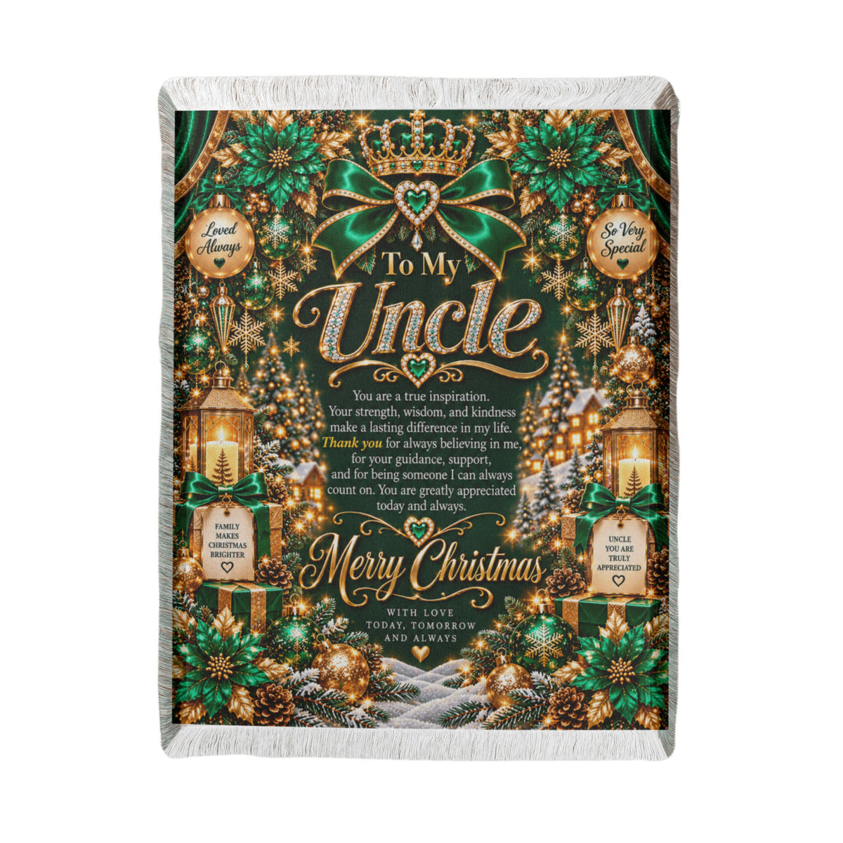 To My Uncle Christmas Woven Blanket – Heartfelt Holiday Keepsake Gift for Uncle