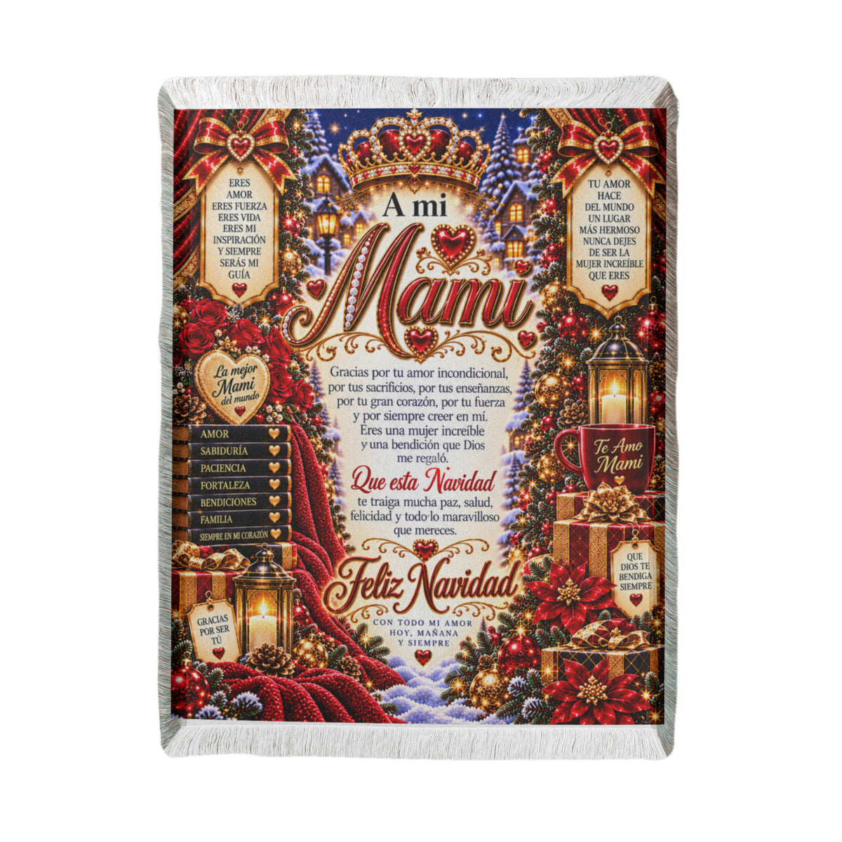 A Mi Mami Manta Tejida de Navidad – Regalo Navideño Sentimental con Amor para Mami