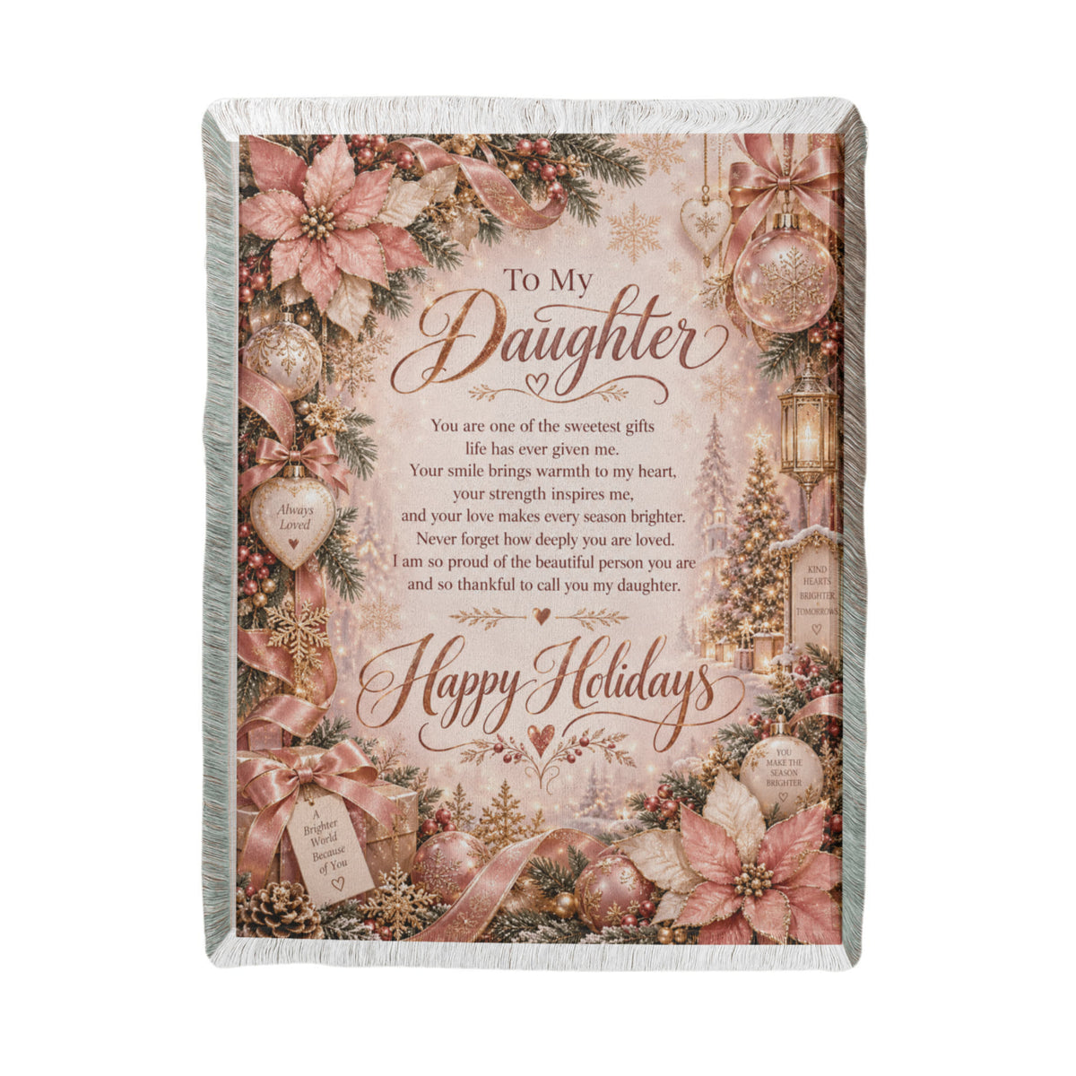 To My Daughter Happy Holidays Printed Woven Blanket – Heartfelt Christmas Keepsake Gift