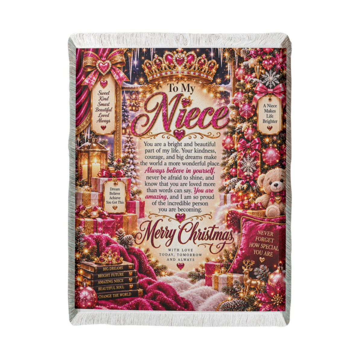 Niece Christmas Woven Blanket – Heartfelt Holiday Keepsake Gift for Niece