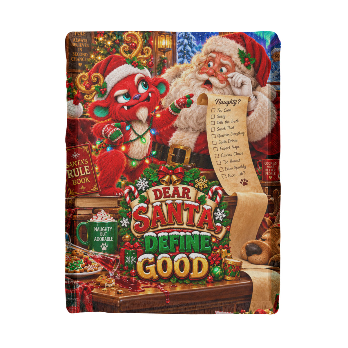 Dear Santa, Define Good Funny Christmas Woven Throw Blanket – Naughty List Holiday Gift
