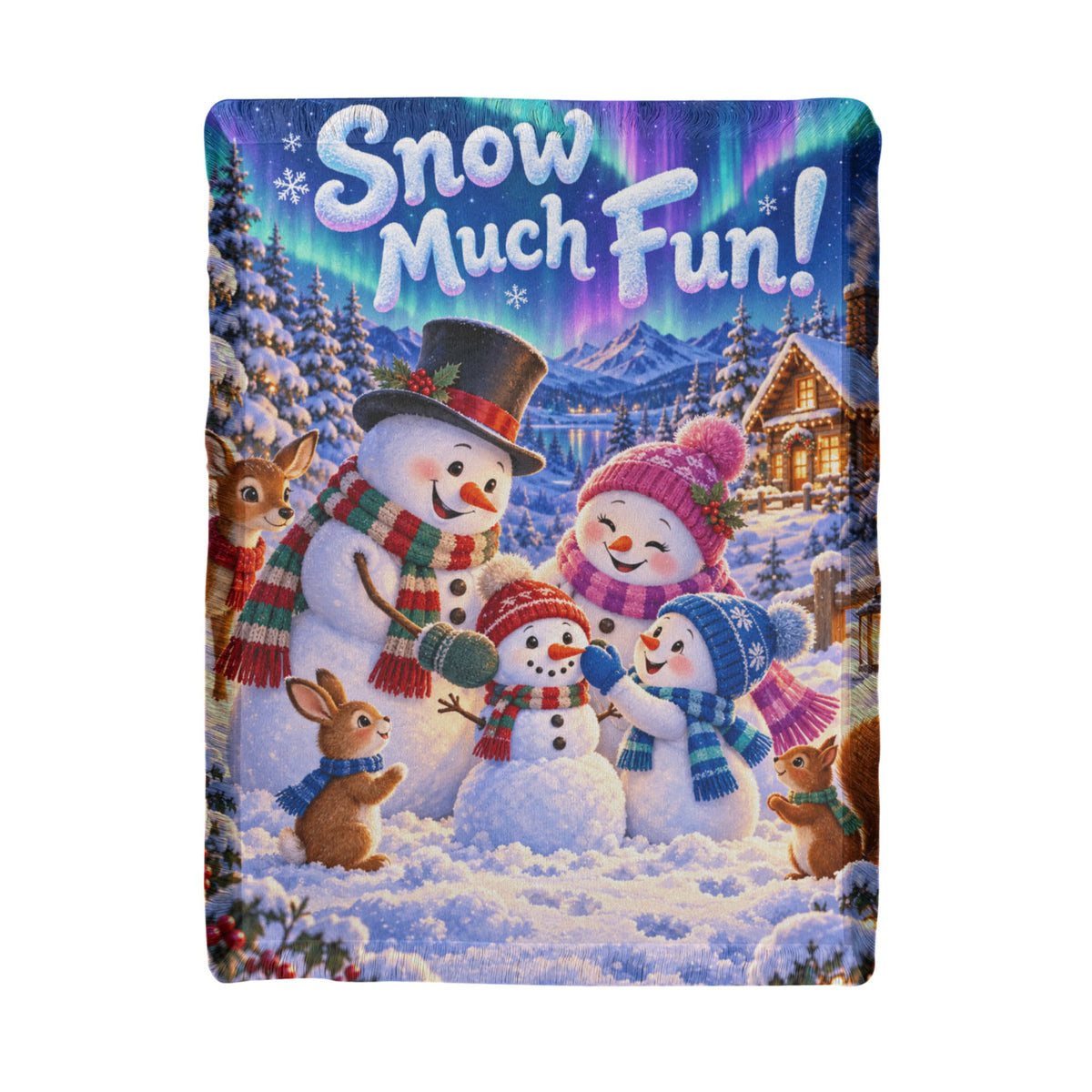 Kids Snowman Christmas Throw Blanket- Snow Much Fun Winter Holiday Gift for Children