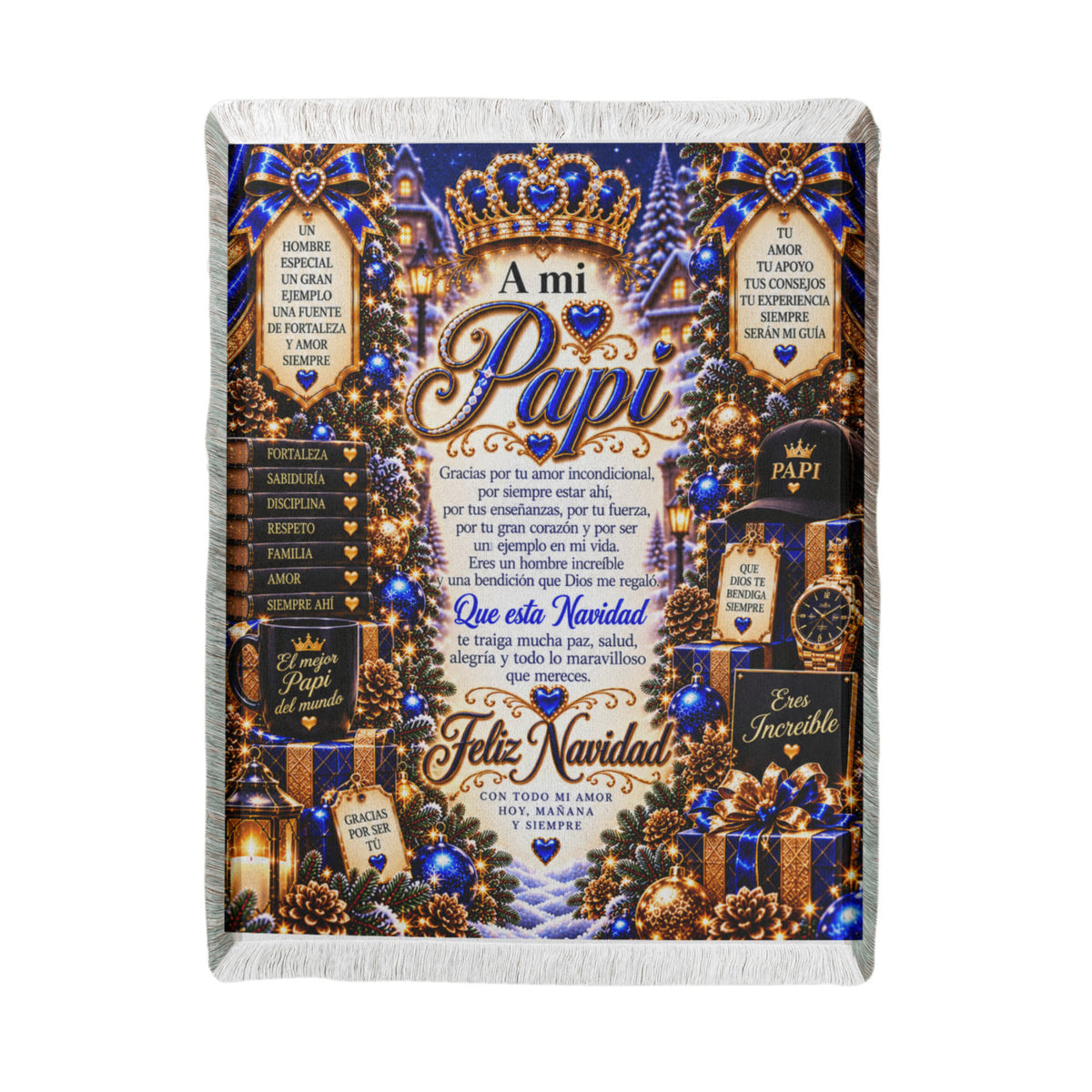 A Mi Papi Manta Tejida de Navidad – Regalo Navideño Sentimental con Amor para Papi
