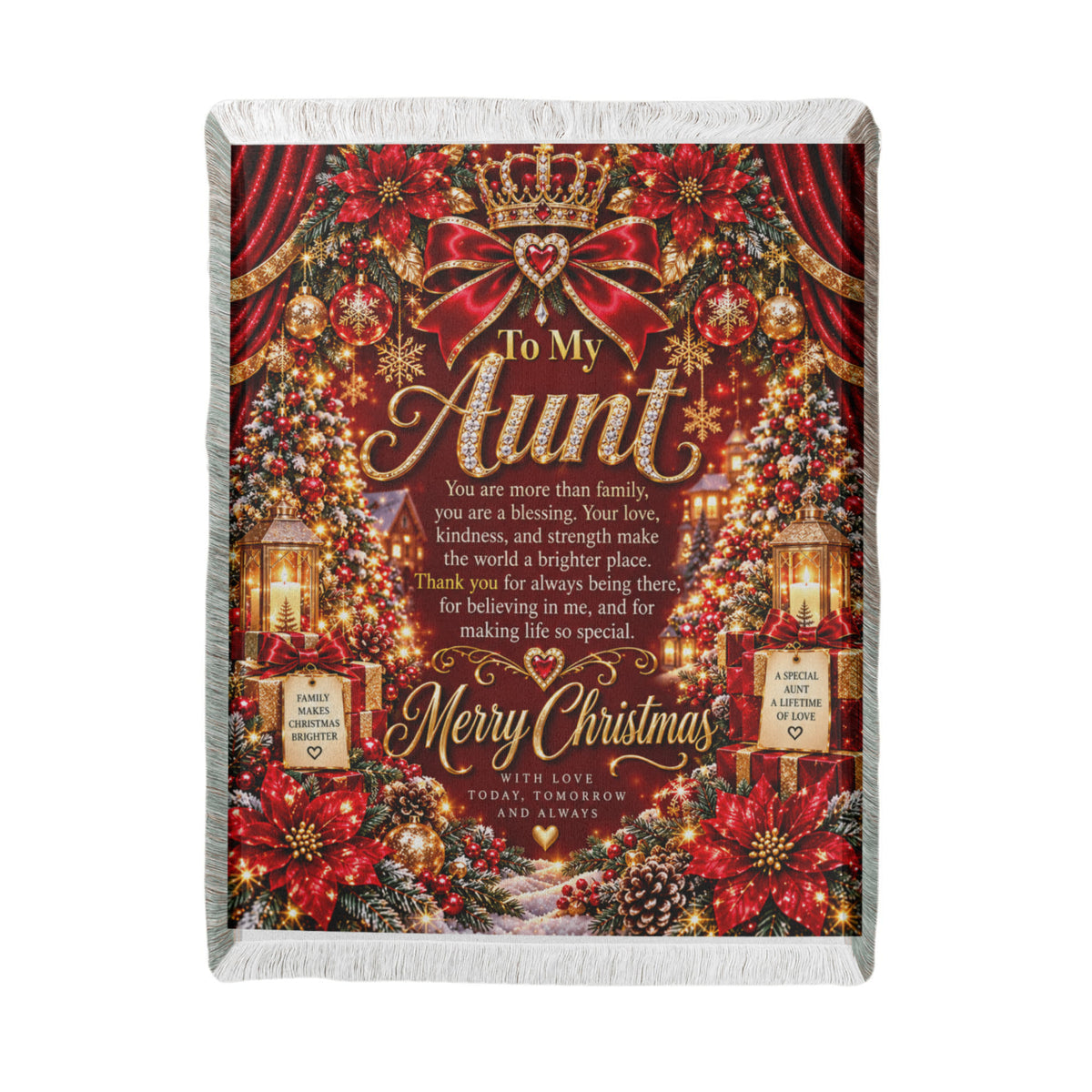 Aunt Merry Christmas Woven Blanket – Sentimental Christmas Keepsake Gift for Aunt