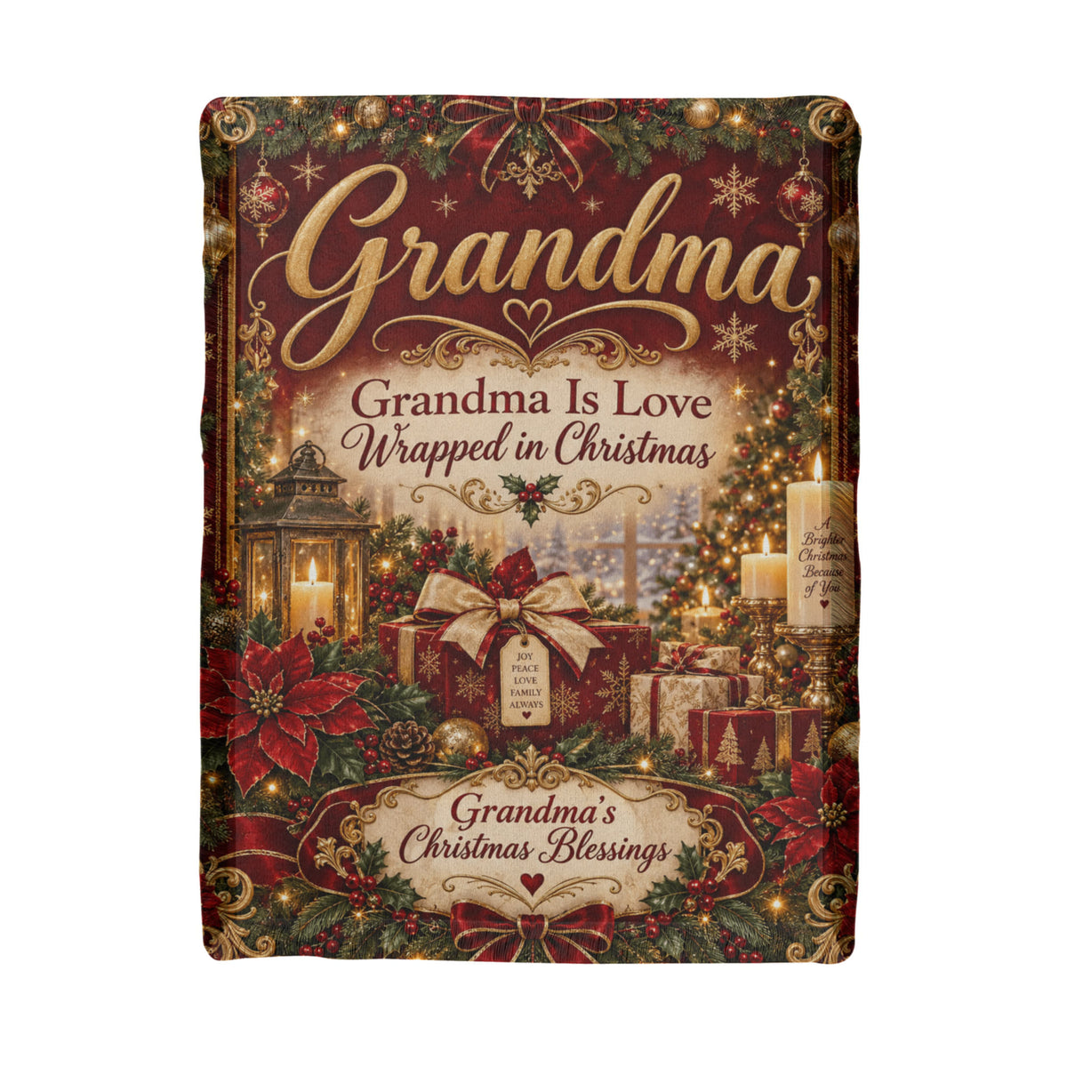 Grandma Christmas Woven Blanket – Grandma’s Christmas Blessings Holiday Gift, Heartfelt Gift for Grandmother