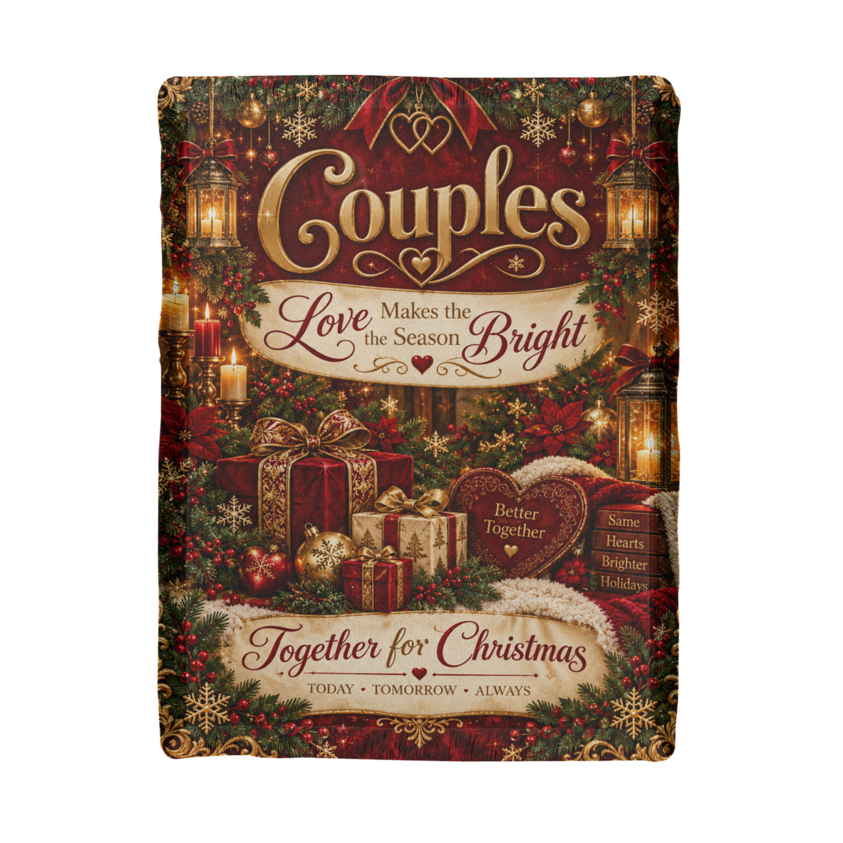 Couples Christmas Woven Blanket – Together for Christmas Romantic Holiday Gift for Husband Wife Boyfriend Girlfriend