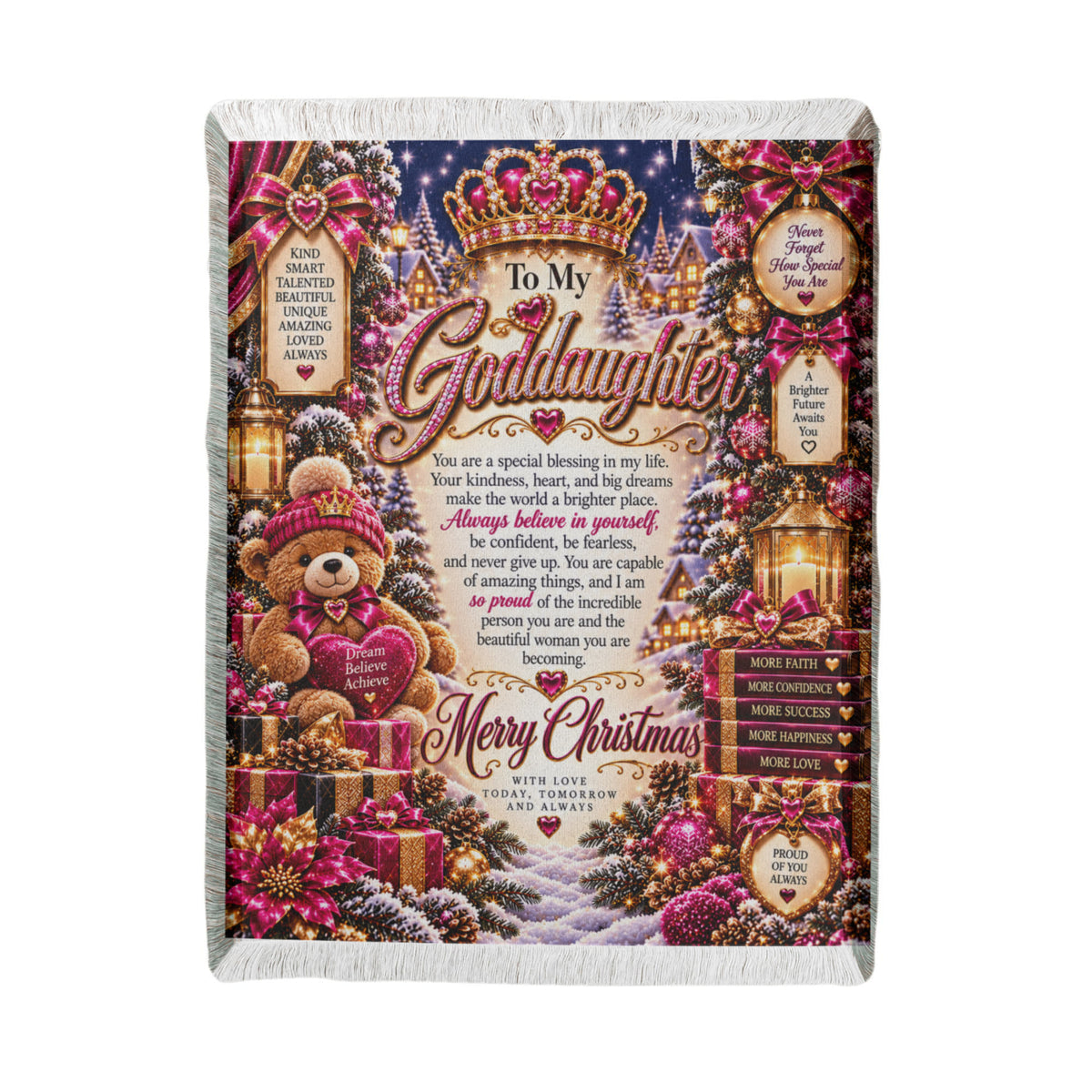 To My Goddaughter Christmas Woven Blanket – Heartfelt Holiday Keepsake Gift for Goddaughter