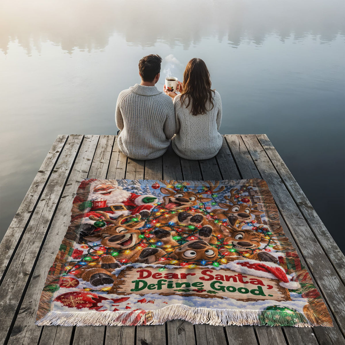 Dear Santa, Define Good. Funny Reindeer Christams Throw Blanket- Adult Humor Holiday Gift
