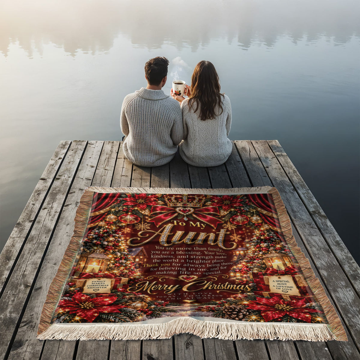 Aunt Merry Christmas Woven Blanket – Sentimental Christmas Keepsake Gift for Aunt