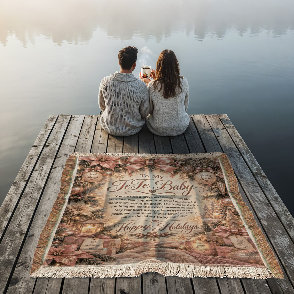 Te Te Baby Happy Holidays Printed Woven Blanket – Heartfelt Christmas Keepsake Gift