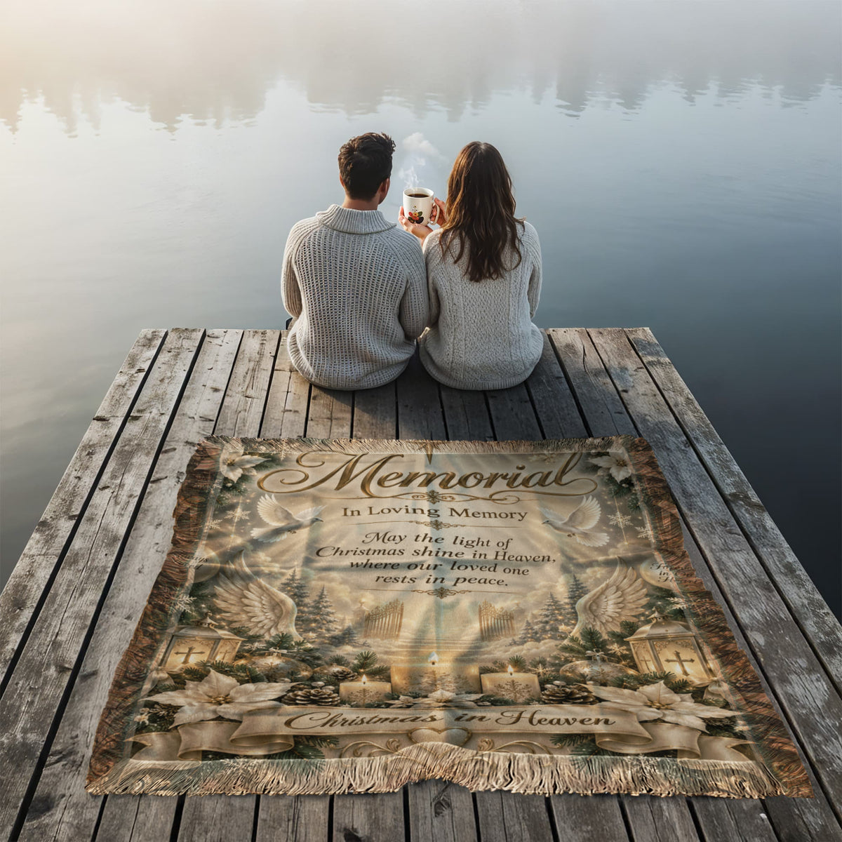 Christmas in Heaven Memorial Woven Blanket – In Loving Memory Sympathy Gift, Remembrance Christmas Keepsake