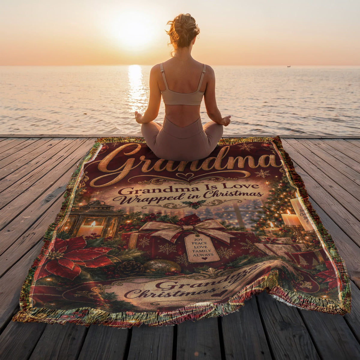 Grandma Christmas Woven Blanket – Grandma’s Christmas Blessings Holiday Gift, Heartfelt Gift for Grandmother