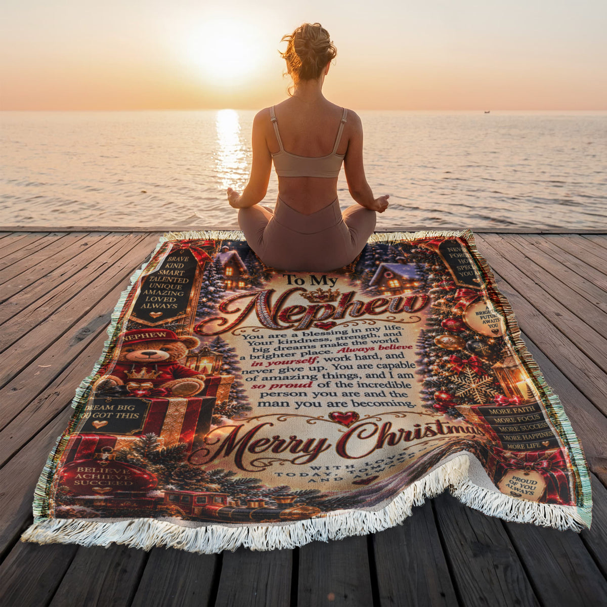 To My Nephew Christmas Woven Blanket – Heartfelt Holiday Keepsake Gift for Nephew