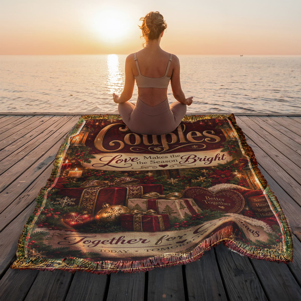 Couples Christmas Woven Blanket – Together for Christmas Romantic Holiday Gift for Husband Wife Boyfriend Girlfriend