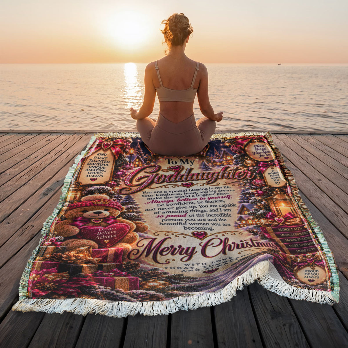 To My Goddaughter Christmas Woven Blanket – Heartfelt Holiday Keepsake Gift for Goddaughter