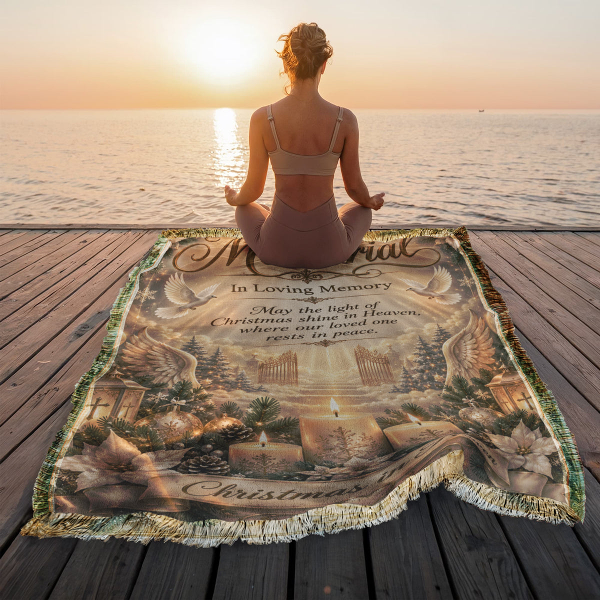 Christmas in Heaven Memorial Woven Blanket – In Loving Memory Sympathy Gift, Remembrance Christmas Keepsake