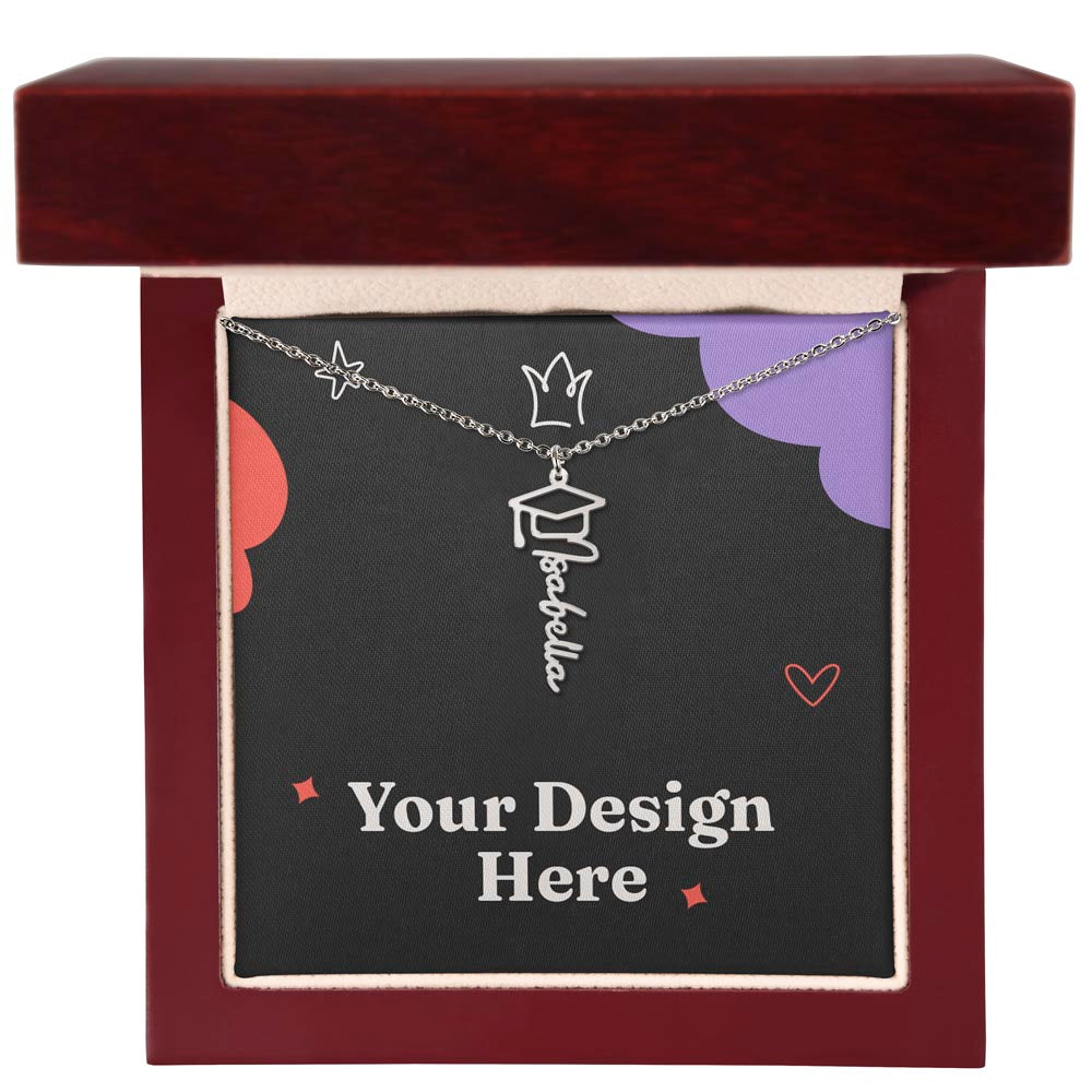 Personalized Graduation Cap Name Necklace – Custom Dream Big Graduate Jewelry Gift for Her