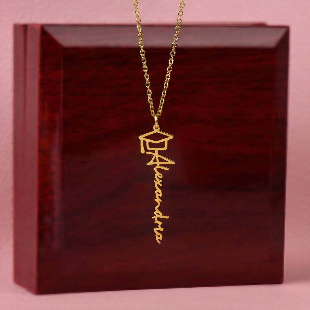 Personalized Graduation Cap Name Necklace – Custom Dream Big Graduate Jewelry Gift for Her