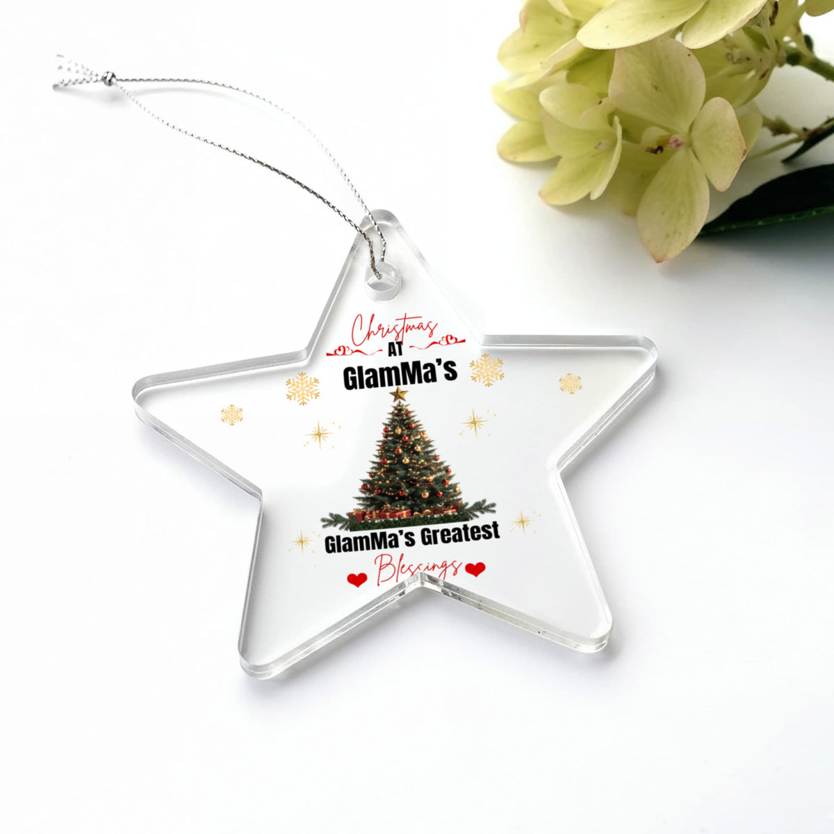 ✨ GlamMa's Christmas Sparkle — Personalized Keepsake Ornament ✨
